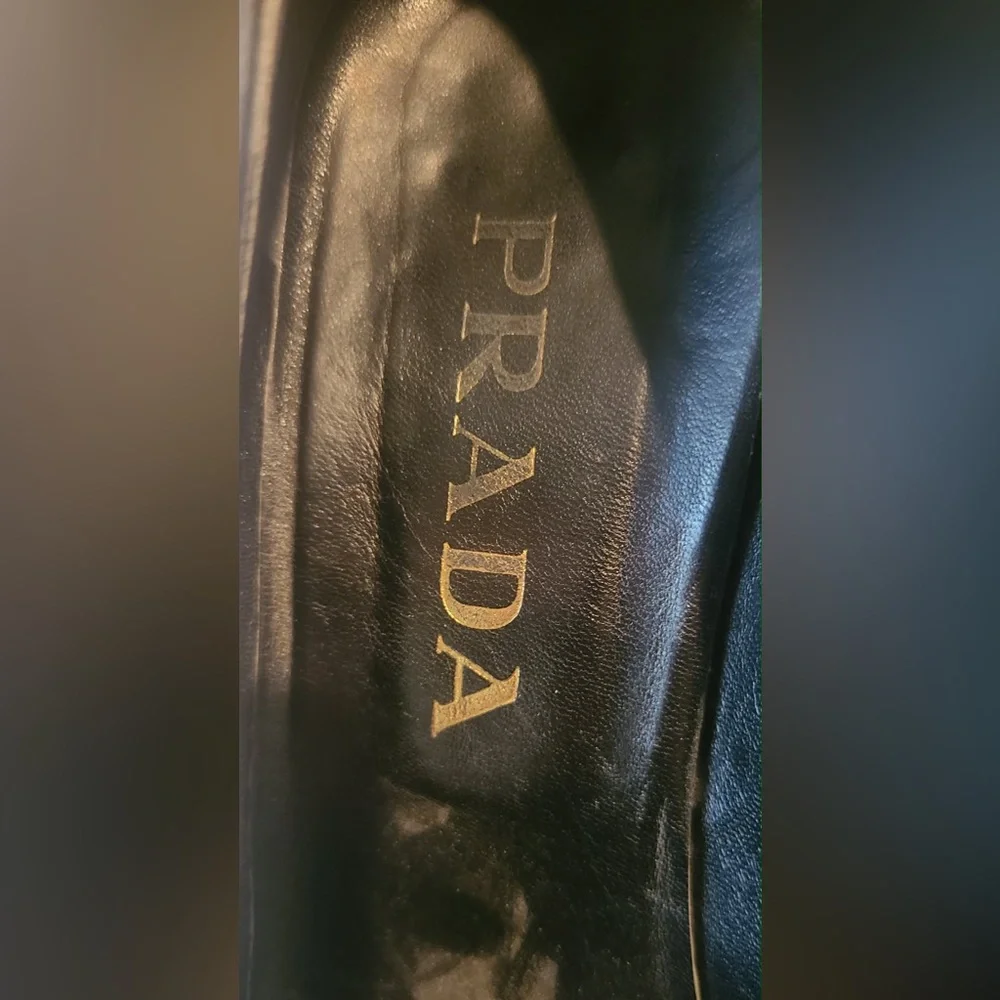 Prada Black Leather Vintage Women's Heels